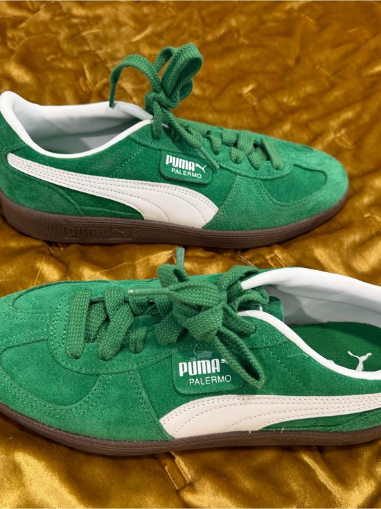 Puma Shoes - Puma Green Suede Palermo Sneakers with White Formstrip